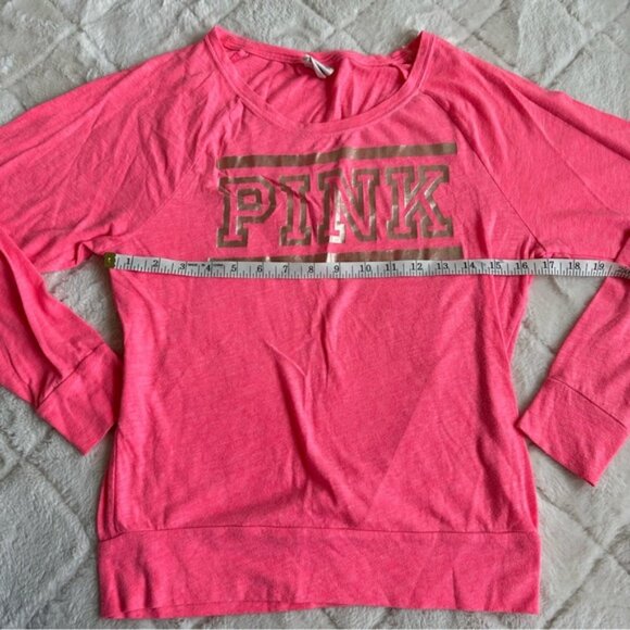 Victoria's Secret PINK | Pink & Silver Logo Long Sleeve Top | Size Extra Small - Picture 8 of 9